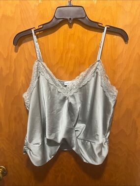 And Now This Lace-Trim Satin Camisole in Light Green